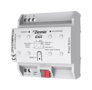 KNX power supply320mA plus 29VDC ancillary power supply. Vin: 230VAC